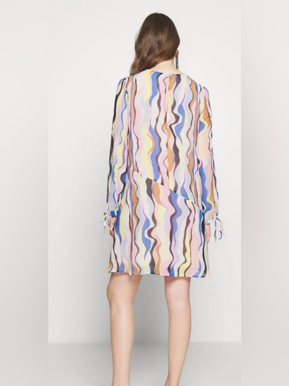 MARELLA Multicolor Wavy Print Shift dress in Pink Blue Yellow - Picture 2 of 10